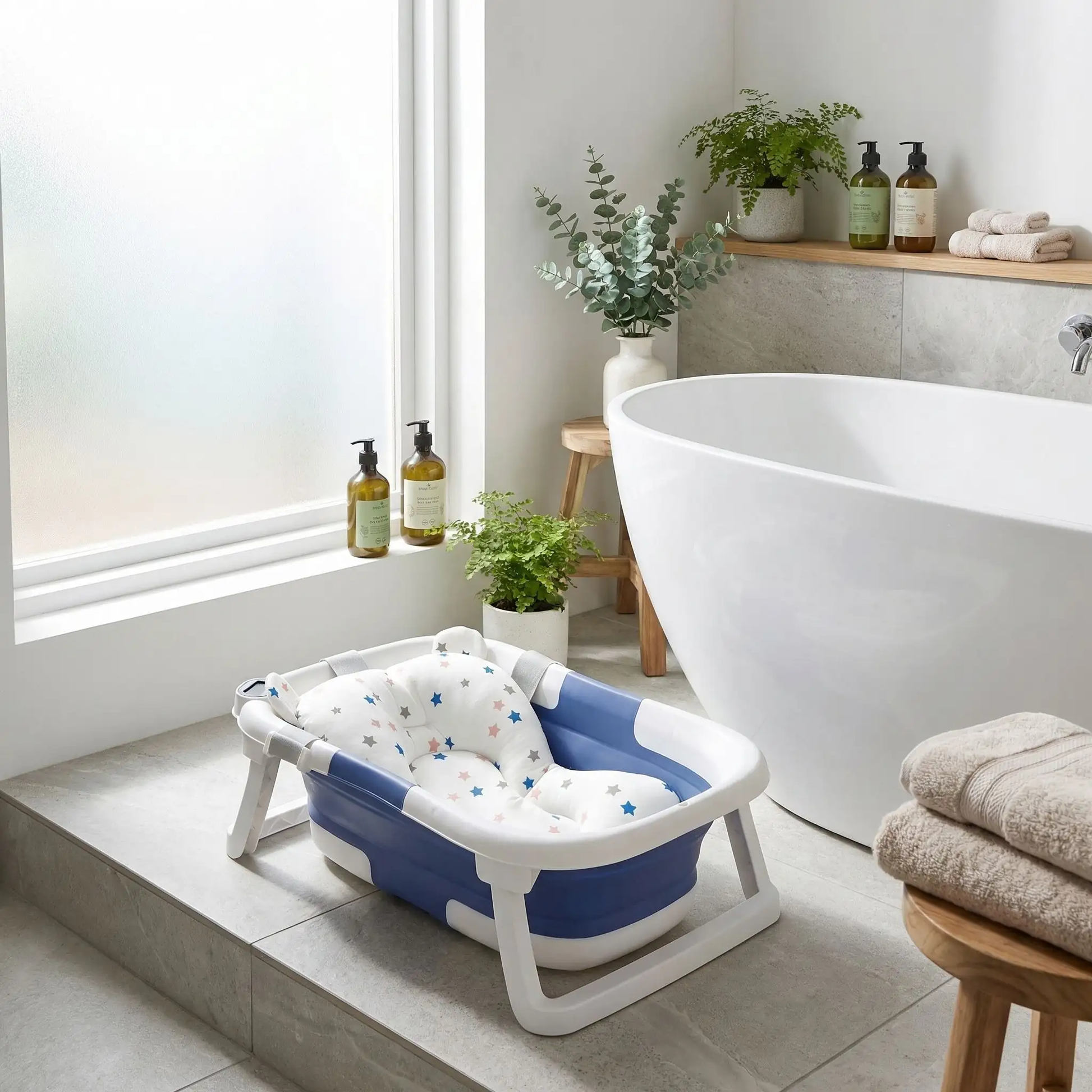 baignoire bébé pliable aquaspa coussin flottant