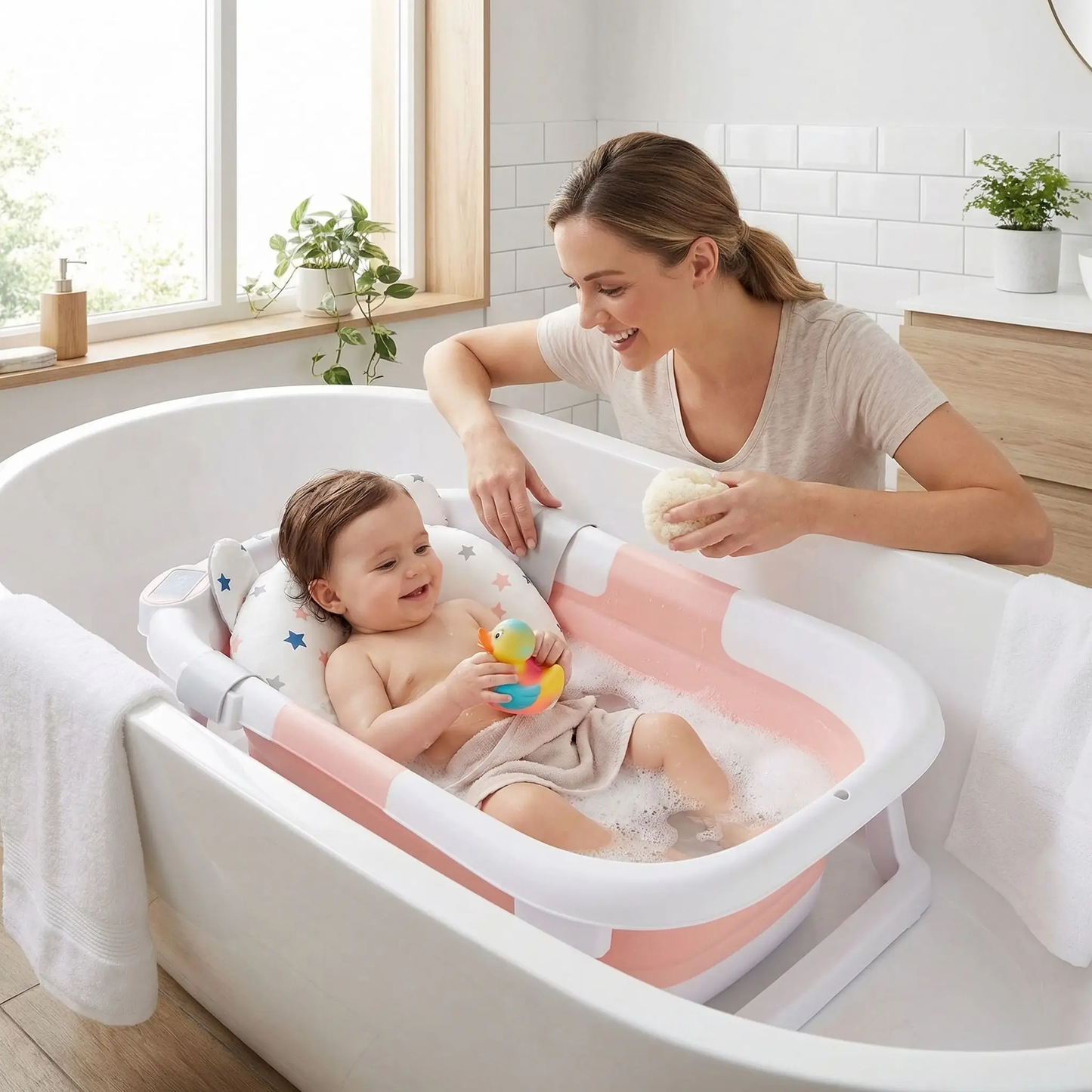baignoire bébé pliable cocoonspa thermomètre intégré