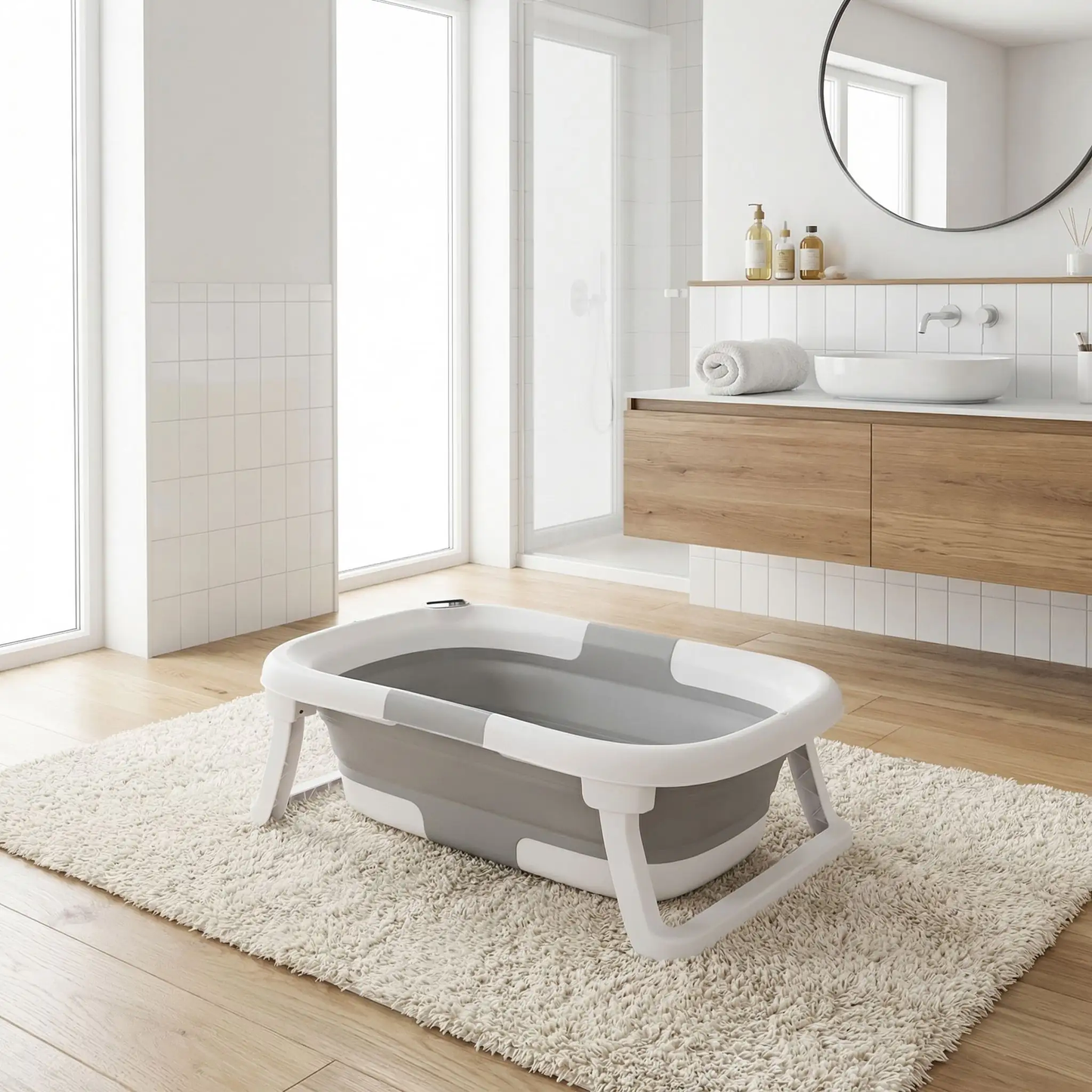 baignoire bébé pliable hydrospa thermomètre intégré
