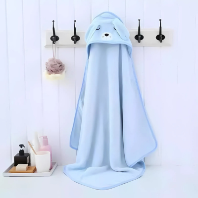 cape de bain bébé chien bleue