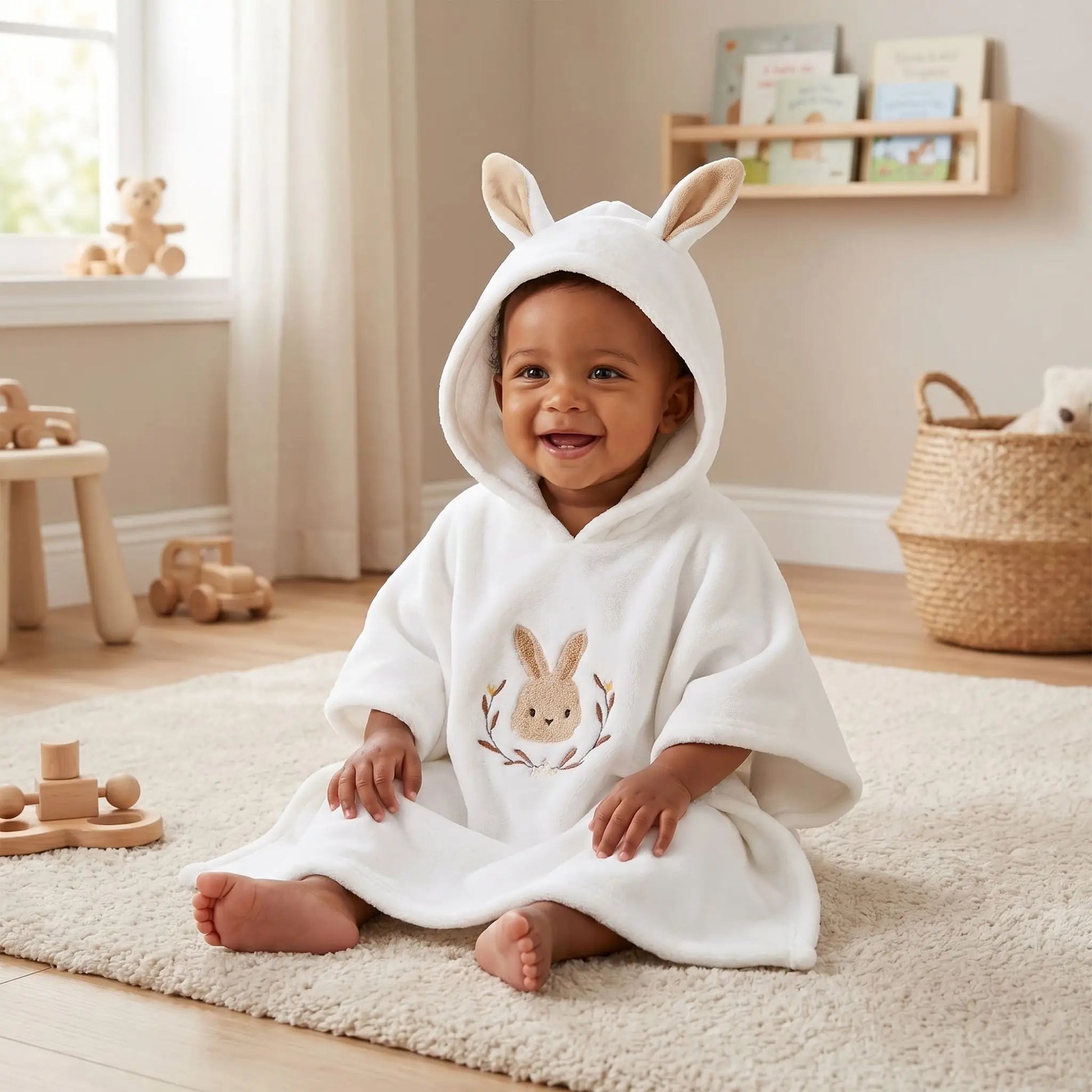 cape de bain bebe fille lapinou avec capuche