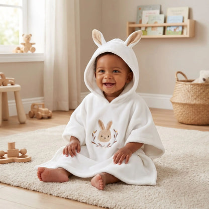 cape de bain bebe fille lapinou avec capuche