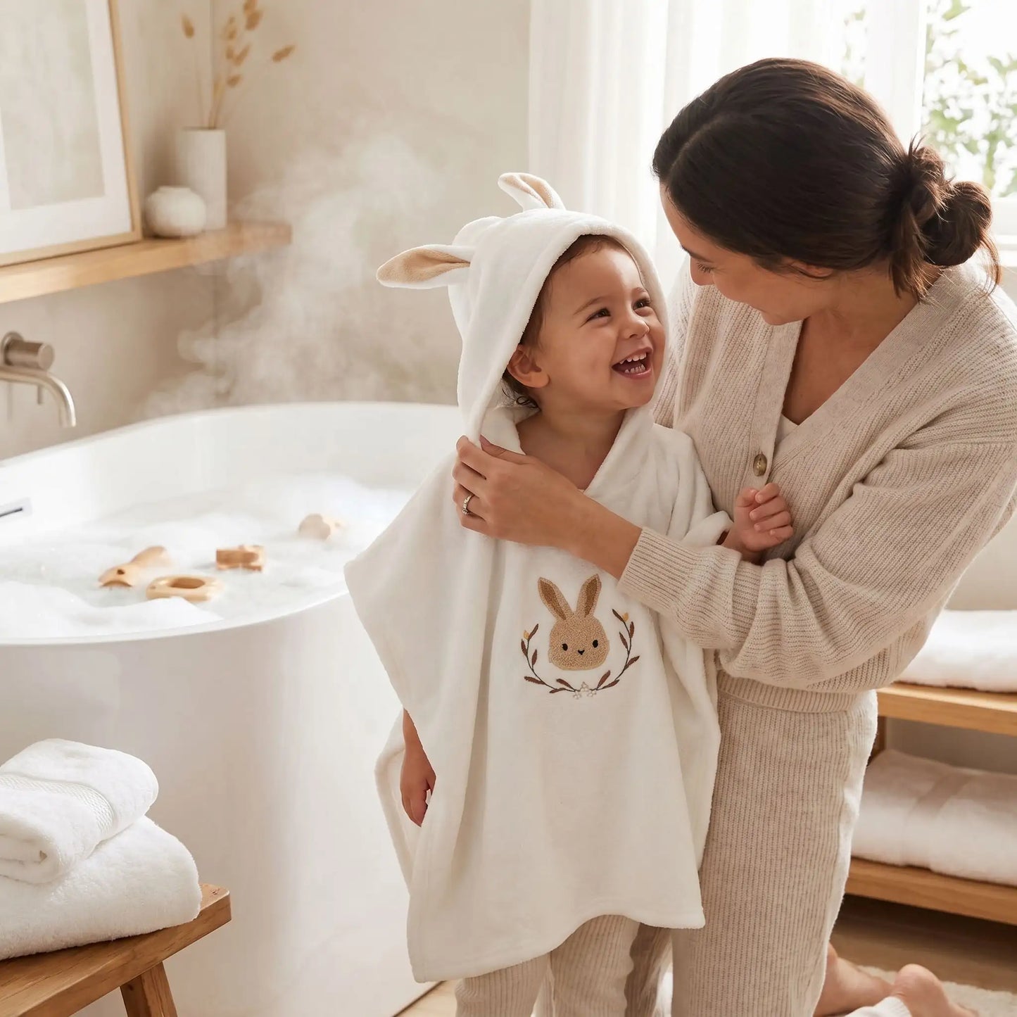 cape de bain bebe fille lapinou ultra absorbante