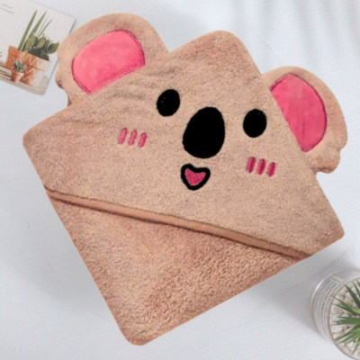 cape de bain bébé koala marron pliée