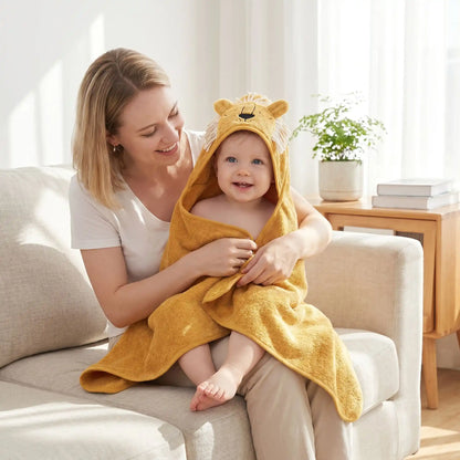 cape de bain bebe roary coton hypoallergenique
