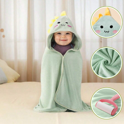 bébé enveloppé cape bain bébé vert clair capuche dinosaure
