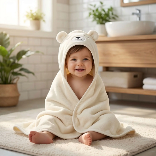 cape de bain ours fuzbear tissu absorbant
