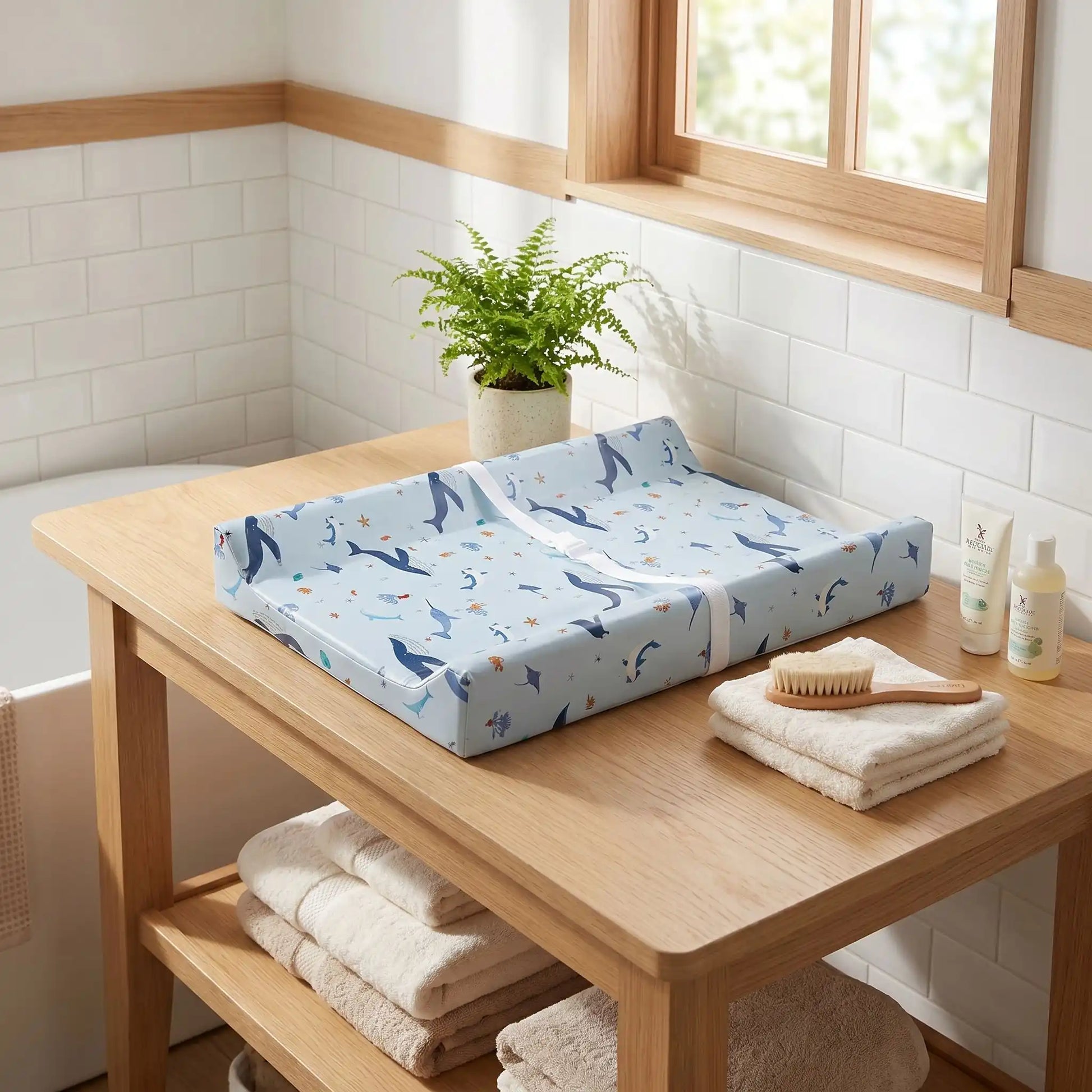 matelas a lange bebe noly design aquatique