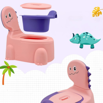 pot-bebe-dinosaure-rose-avec-cuvette-anti-éclaboussure-et-couvercle