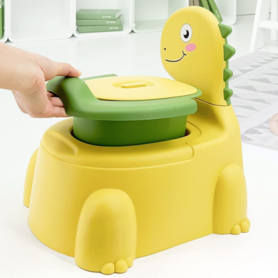 main retire cuvette amovible pot bebe dinosaure jaune