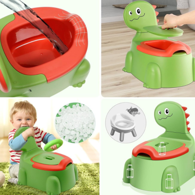 pot bebe dinosaure vert stable robuste avec cuvette amovible anti fuite sans danger